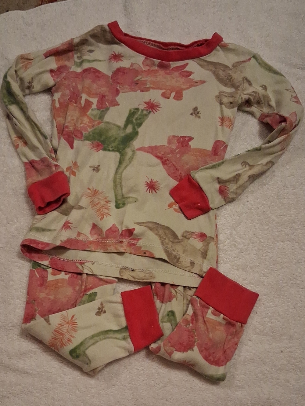 Burt's Bees 2t Kids Long Sleeve Dinosaur Pajama Set - Pink Trim
